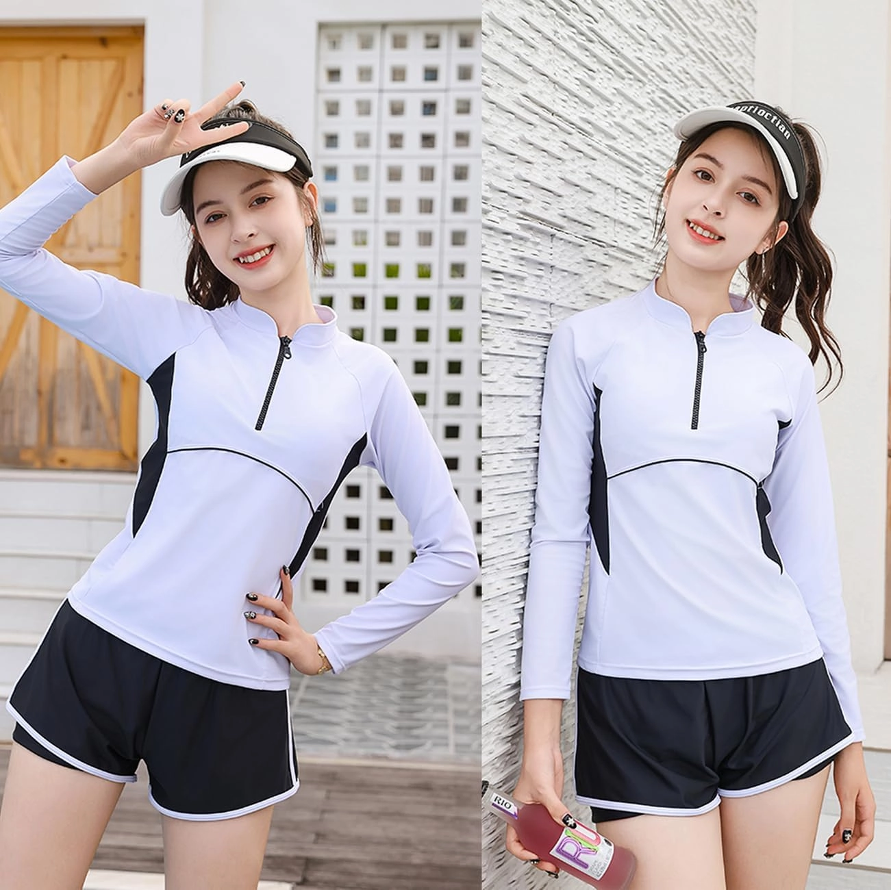 KORADI Girls Swimsuits Rash Guard Swim Set Kids Two-Piece Bathing Suits Teen Swimwear Beach Shorts Sun Protection Swim Shirts