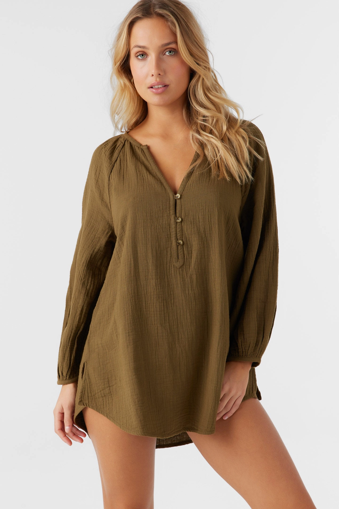 KRYSTEN CRINKLE DOUBLE GAUZE TUNIC SWIM COVER-UP