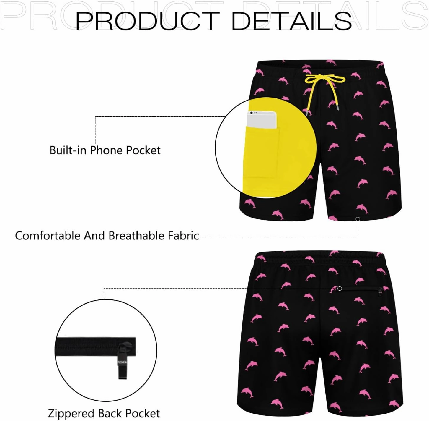KSLIDS Mens Swim Trunks with Compression Liner 2-in-1 Swimming Shorts 5 inch Inseam Quick Dry Beach Board Shorts