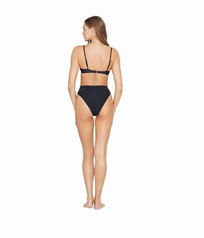 L*Space Palonia Bikini Bottom Women's XL Black Stretch Swimwear Beach ERK39