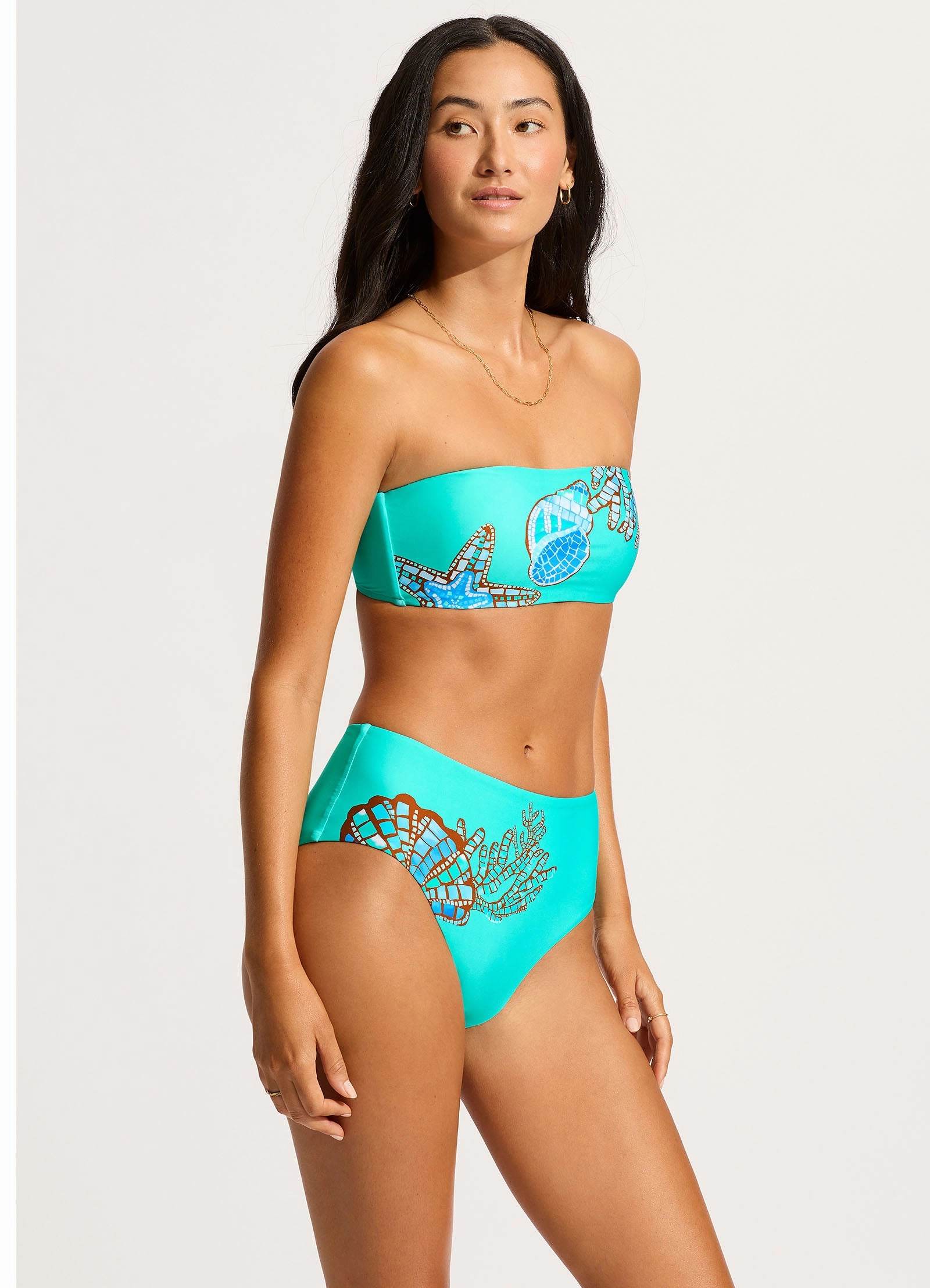 La Mer High Waisted Bikini Bottom - Aquatic Blue