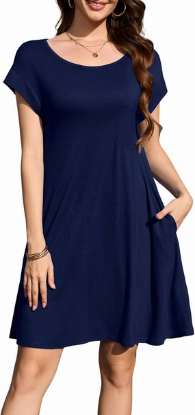 LARACE Plus Size Women Swimsuit Cover Up Cap Sleeve Summer Beach Coverups Loose Shirt Dress Swimwear Sundress with Pockets