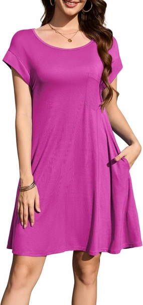 LARACE Plus Size Women Swimsuit Cover Up Cap Sleeve Summer Beach Coverups Loose Shirt Dress Swimwear Sundress with Pockets