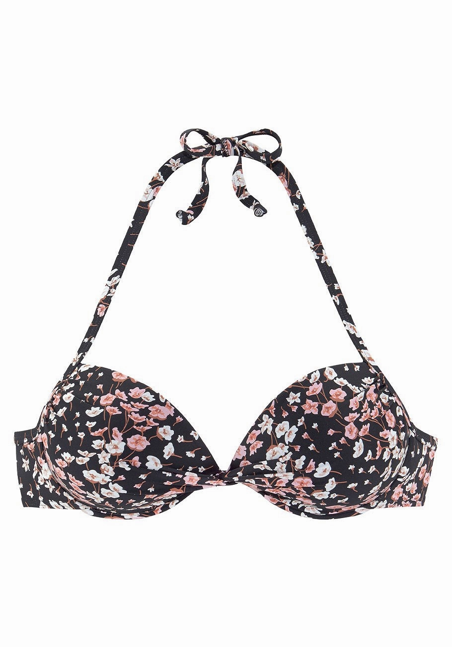 LASCANA Women's Floral Push Up Bikini Top