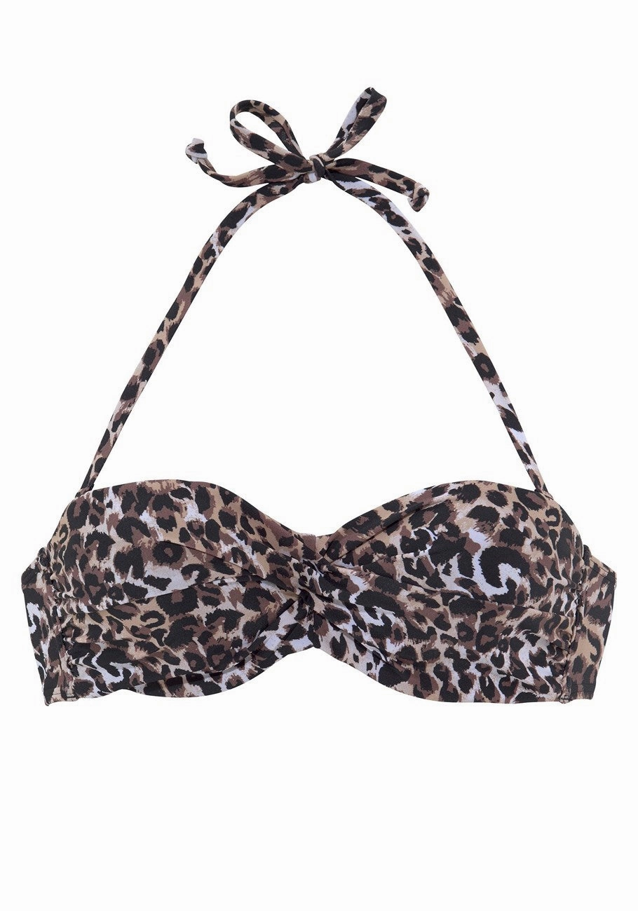 LASCANA Women's Leopard Print Bandeau Bikini Top