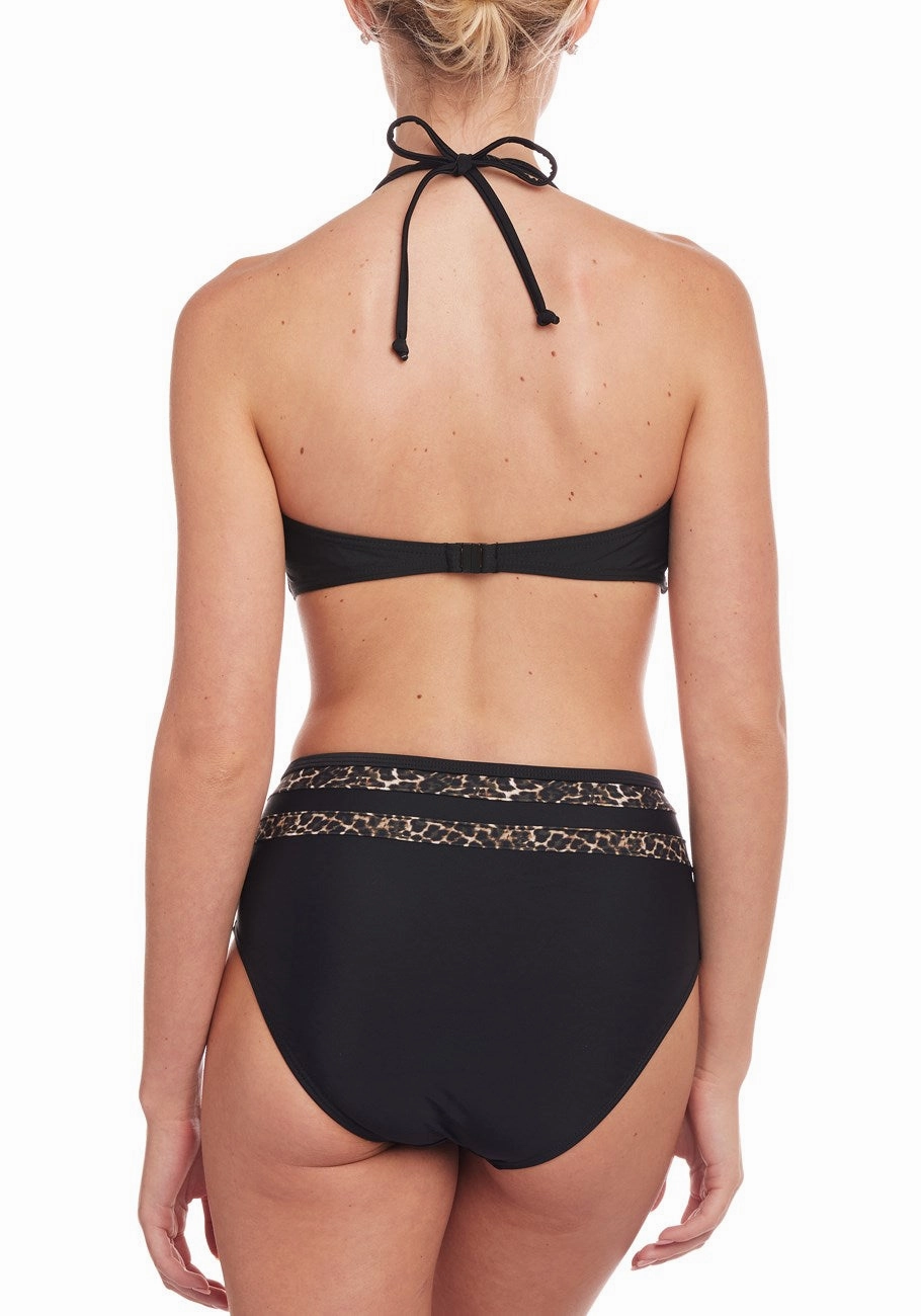 LASCANA Women's Leopard Trim Bandeau Bikini Top