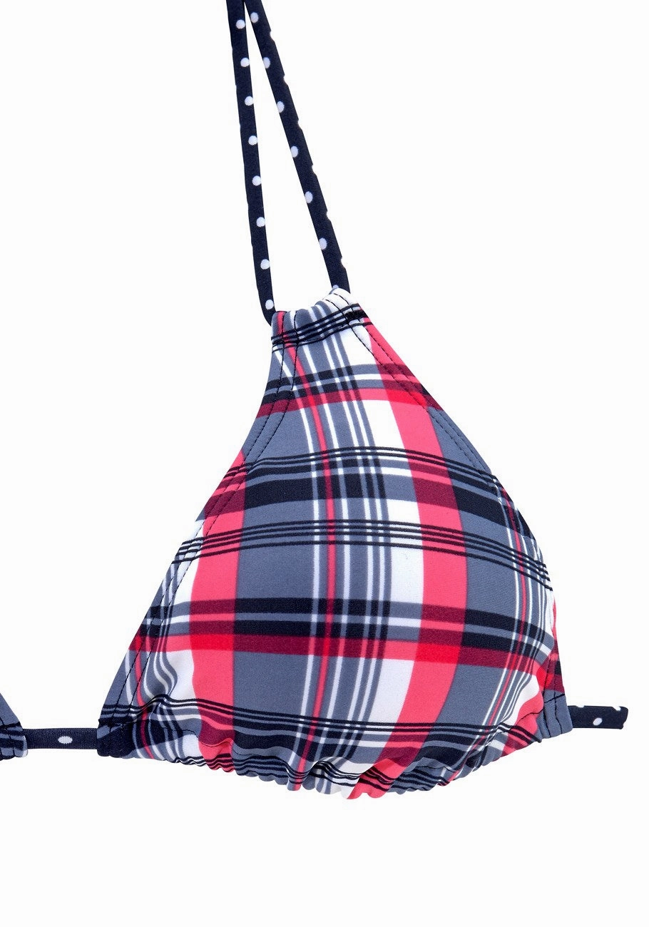 LASCANA Women's Plaid Triangle Bikini Top