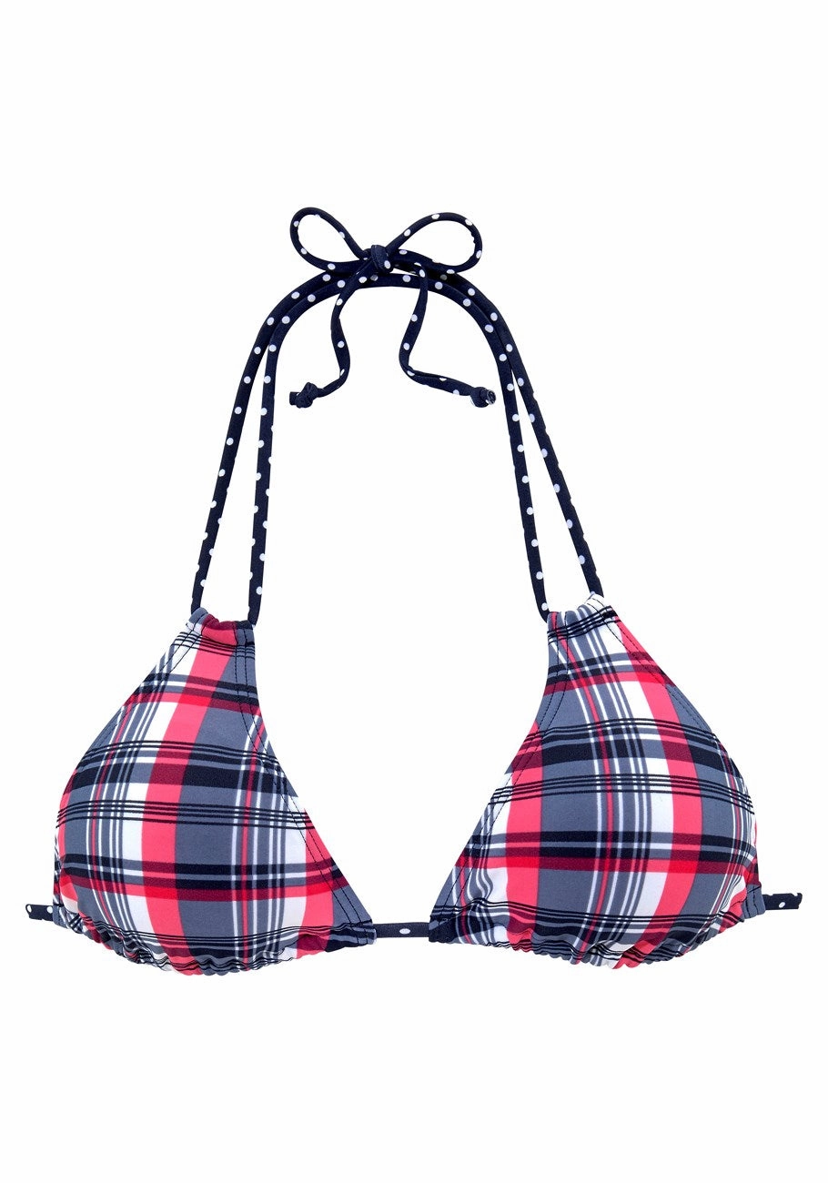 LASCANA Women's Plaid Triangle Bikini Top