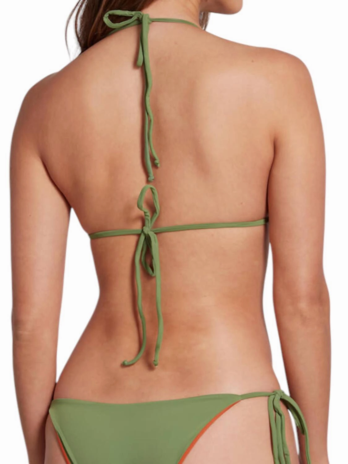 Leah Reversible Triangle Bikini Top With Pads In Green