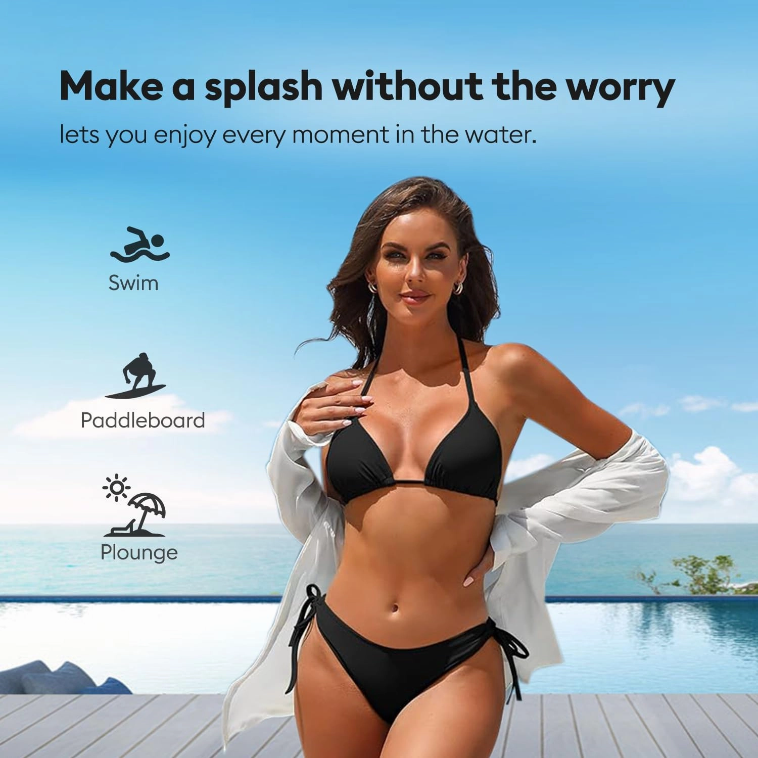 Leakproof Swim Bottom, Full Coverage Swimwear with Side Tie, Leak Proof Swim Bikinis for Teens Girls Women