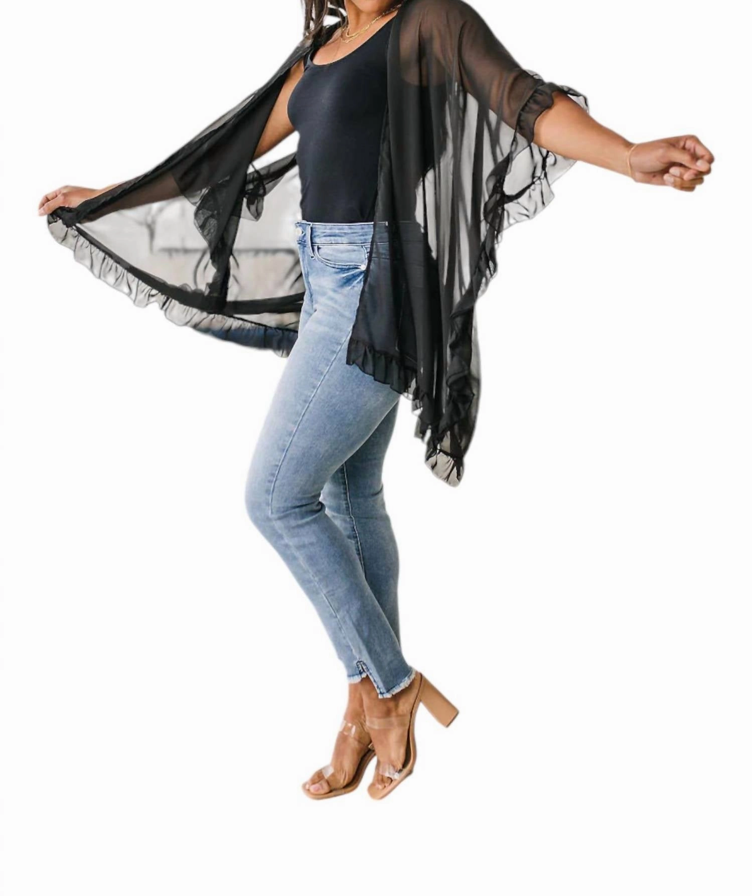 Leave You Guessing Kimono In Black