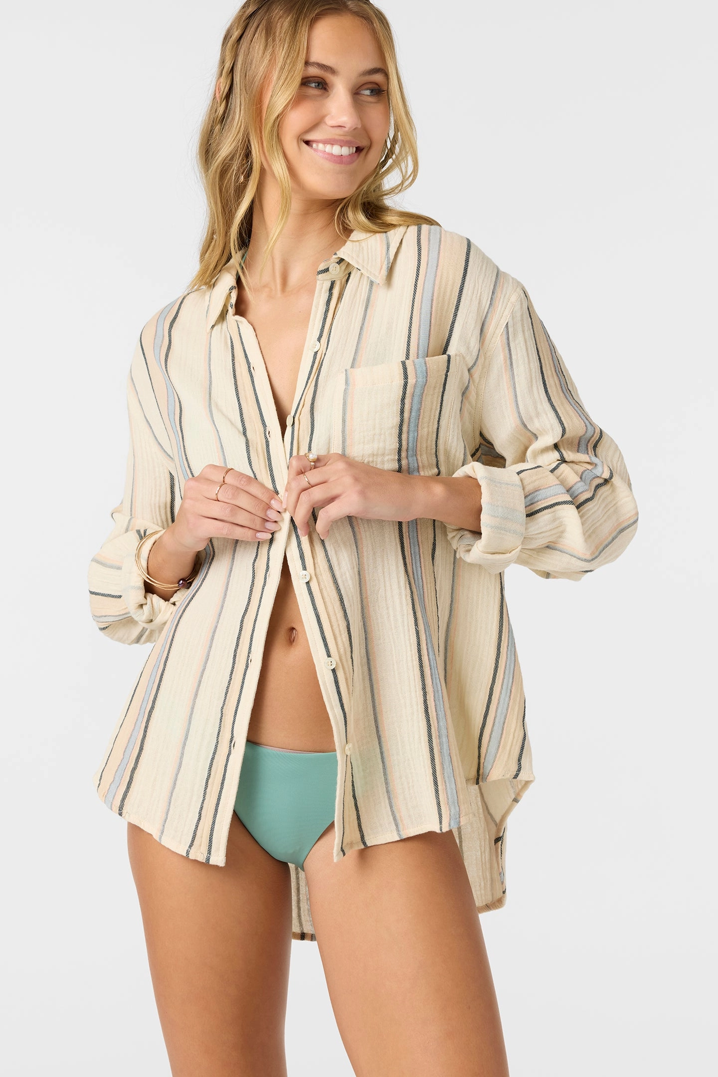 LENI STRIPE RELAXED LONG SLEEVE TOP