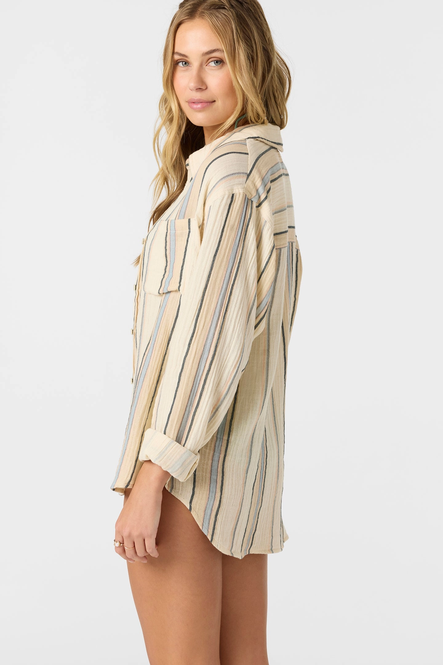 LENI STRIPE RELAXED LONG SLEEVE TOP