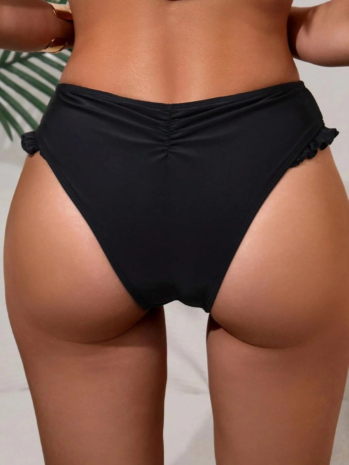 Leoparts Women's Ruched Bikini Bottom Sexy Ruffle High Cut Swim Bathing Suit Bottoms