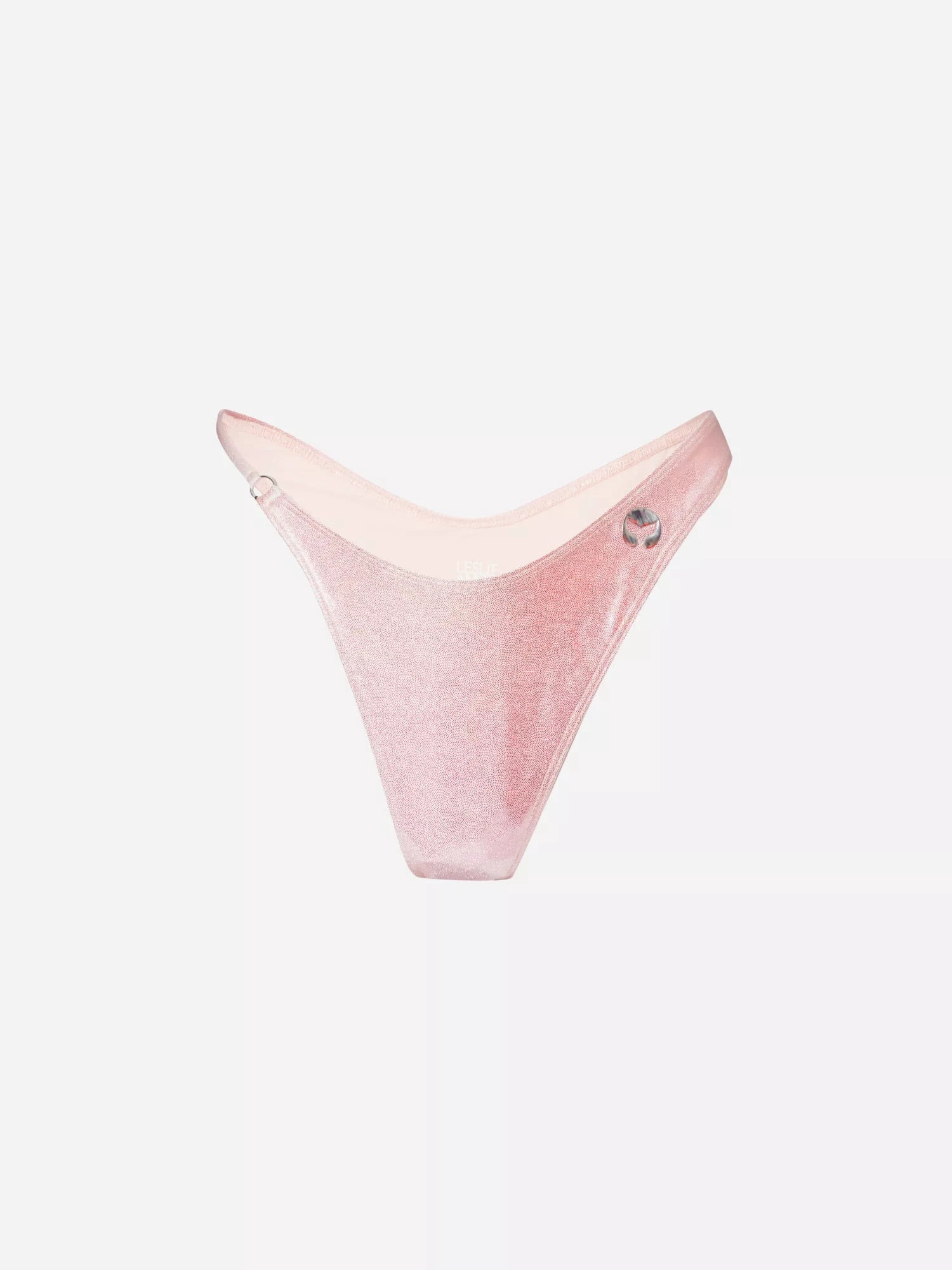 LESLIE AMON Pink Metallic Wet Look La Bella Bikini Bottoms