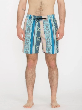 Lido Print Trunk 17" Boardshort In Crete Blue