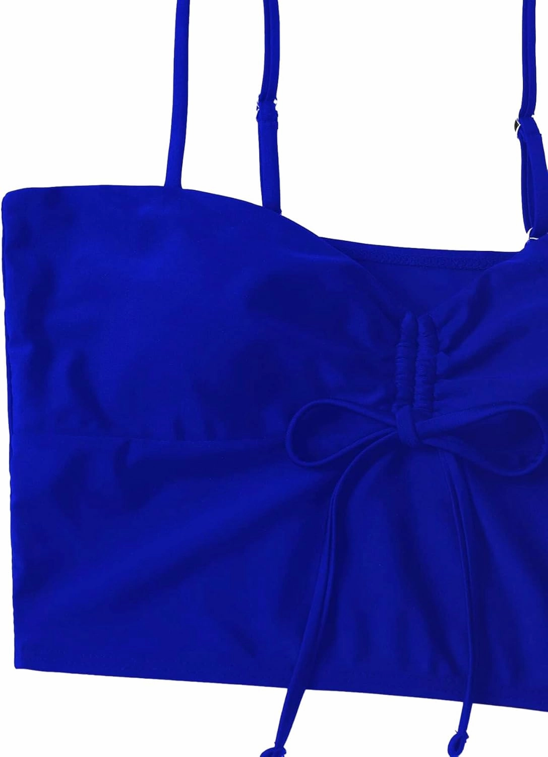 Lilosy Drawstring High Waisted Bikini Set Srting Swimsuit Spaghetti Strap Cami Top and Tie Side Shorts 2 Piece