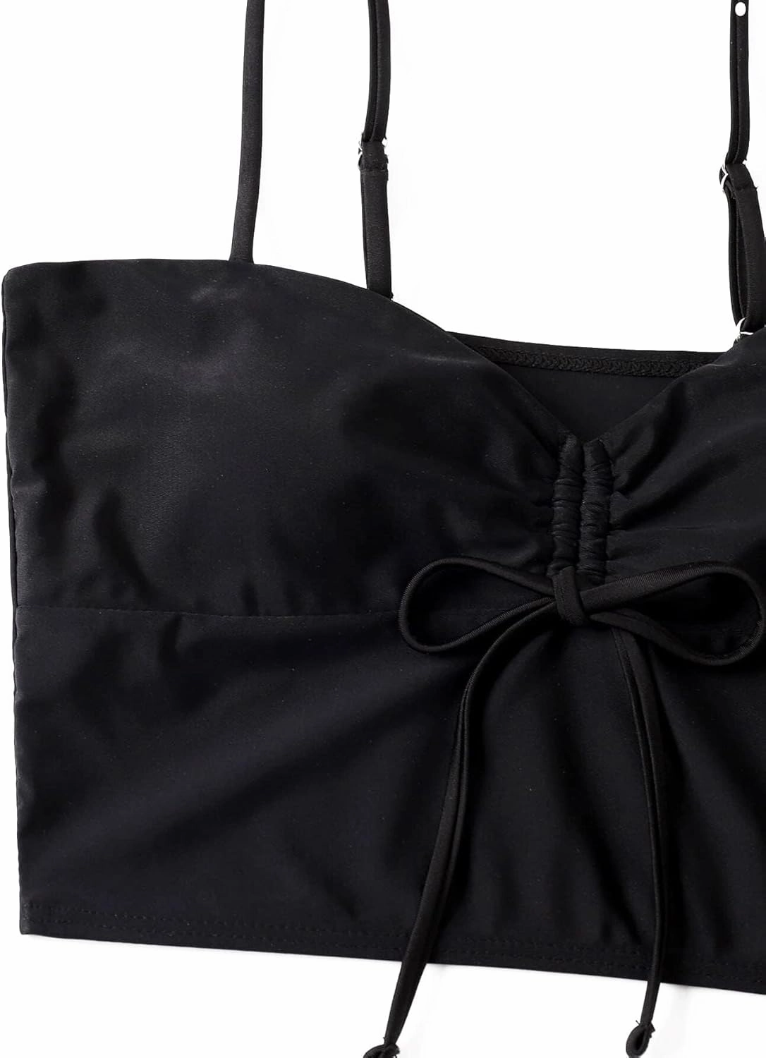 Lilosy Drawstring High Waisted Bikini Set Srting Swimsuit Spaghetti Strap Cami Top and Tie Side Shorts 2 Piece