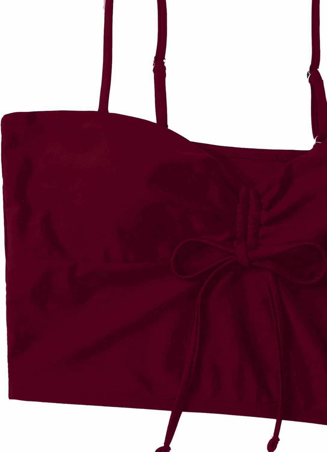 Lilosy Drawstring High Waisted Bikini Set Srting Swimsuit Spaghetti Strap Cami Top and Tie Side Shorts 2 Piece