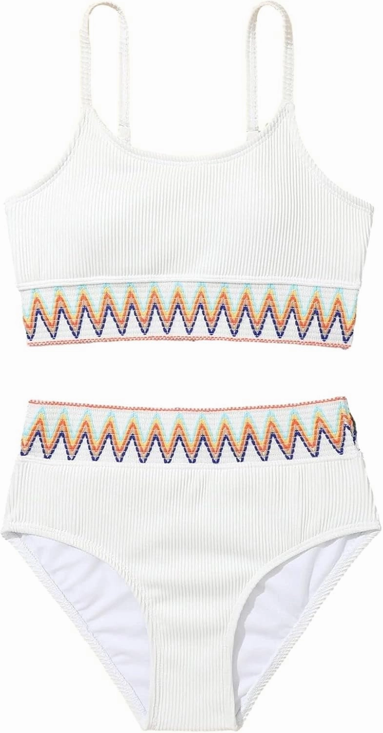 Lilosy High Waisted Tummy Control Ribbed Bikini Crop Top Brazilian Swimsuit Set 2 Piece