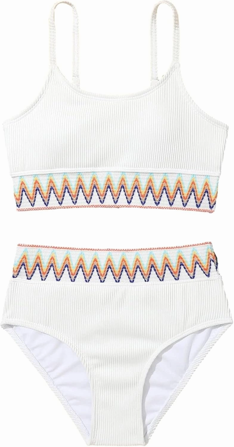Lilosy High Waisted Tummy Control Ribbed Bikini Crop Top Brazilian Swimsuit Set 2 Piece