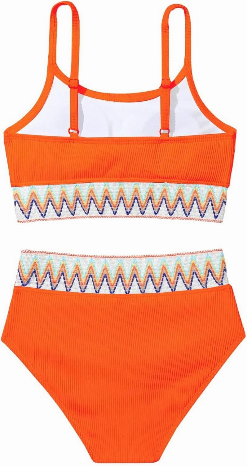 Lilosy High Waisted Tummy Control Ribbed Bikini Crop Top Brazilian Swimsuit Set 2 Piece