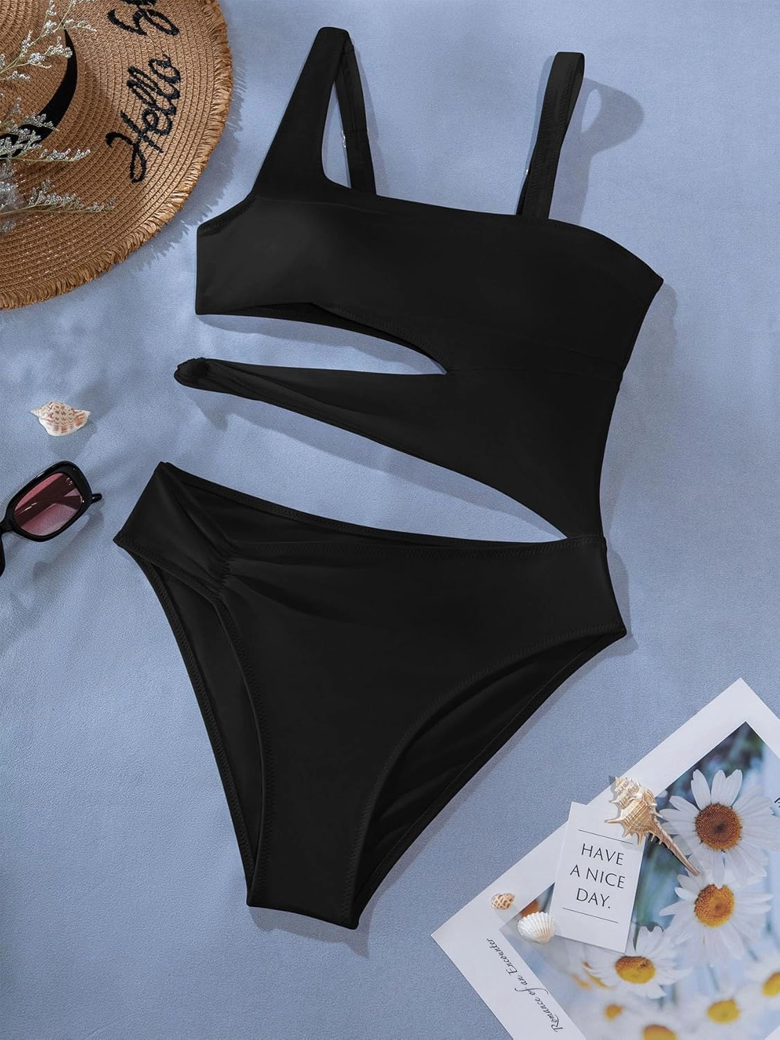 Lilosy Sexy Knotted Ruched High Cut Leg One Piece Swimsuit