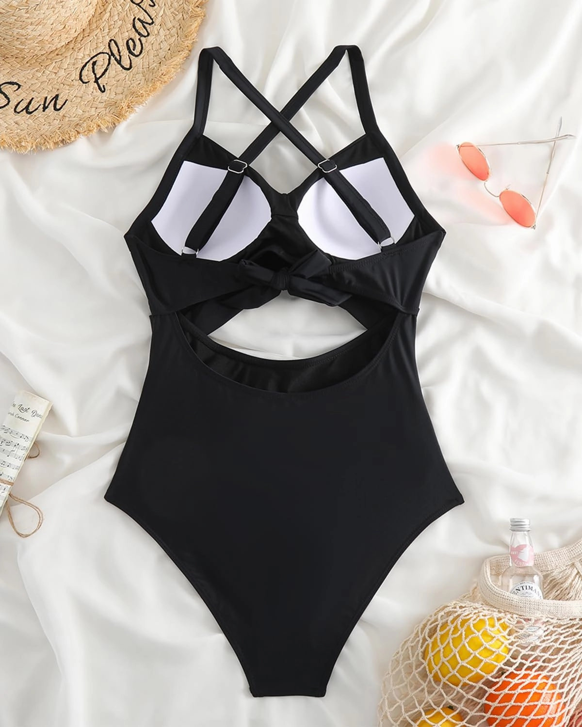 Limeeke Women Cutout One Piece Swimsuit Tummy Control High Waisted Swimwear Wrap Tie Back Bathing Suit