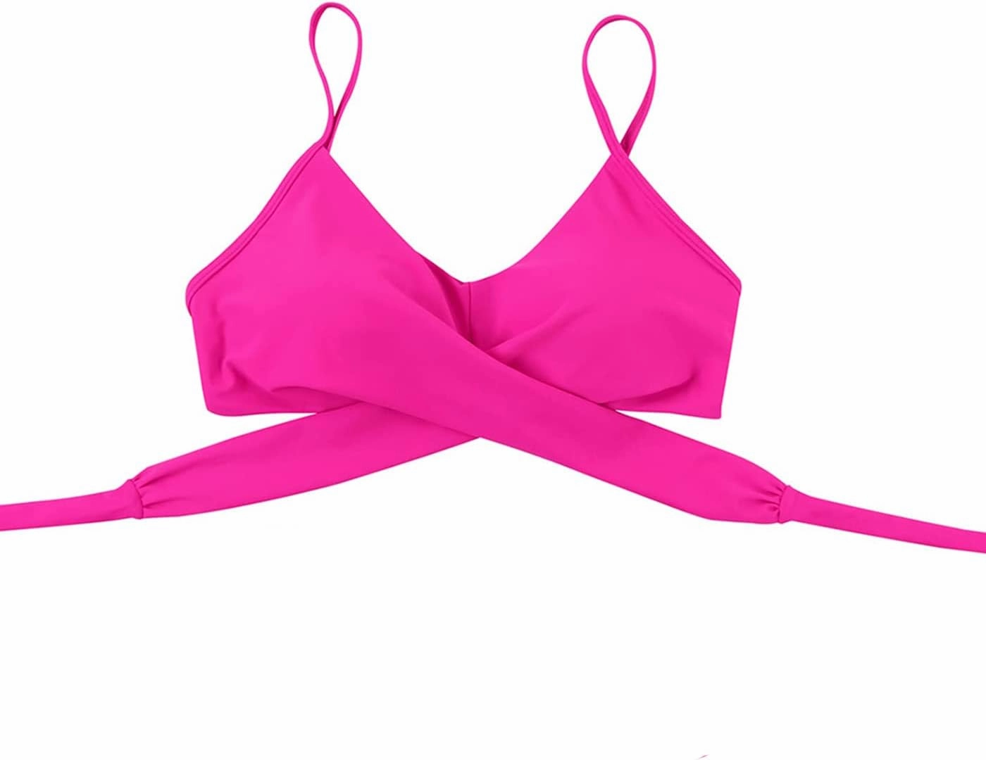 Limeeke Women Wrap Bikini Top Push Up Padded Swimsuit Top Criss Cross Tie Back Bathing Suit Tops