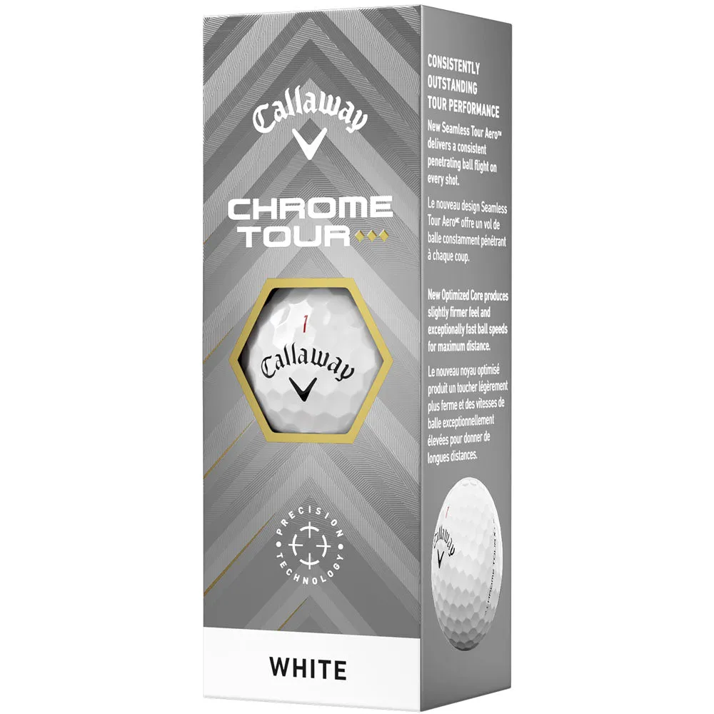 Limited Edition Callaway Chrome Tour TD Golf Balls - White - 3 Sleeve Cant-Miss, Golf gear for seniors, Shot tracking golf sensor, Rain golf gloves