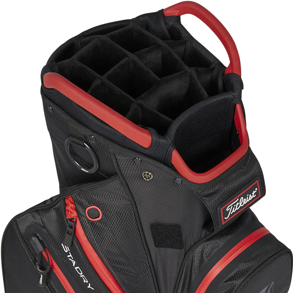 Titleist Cart 14 StaDry Waterproof Cart Bag- Black/Black/Red, TaylorMade golf clubs