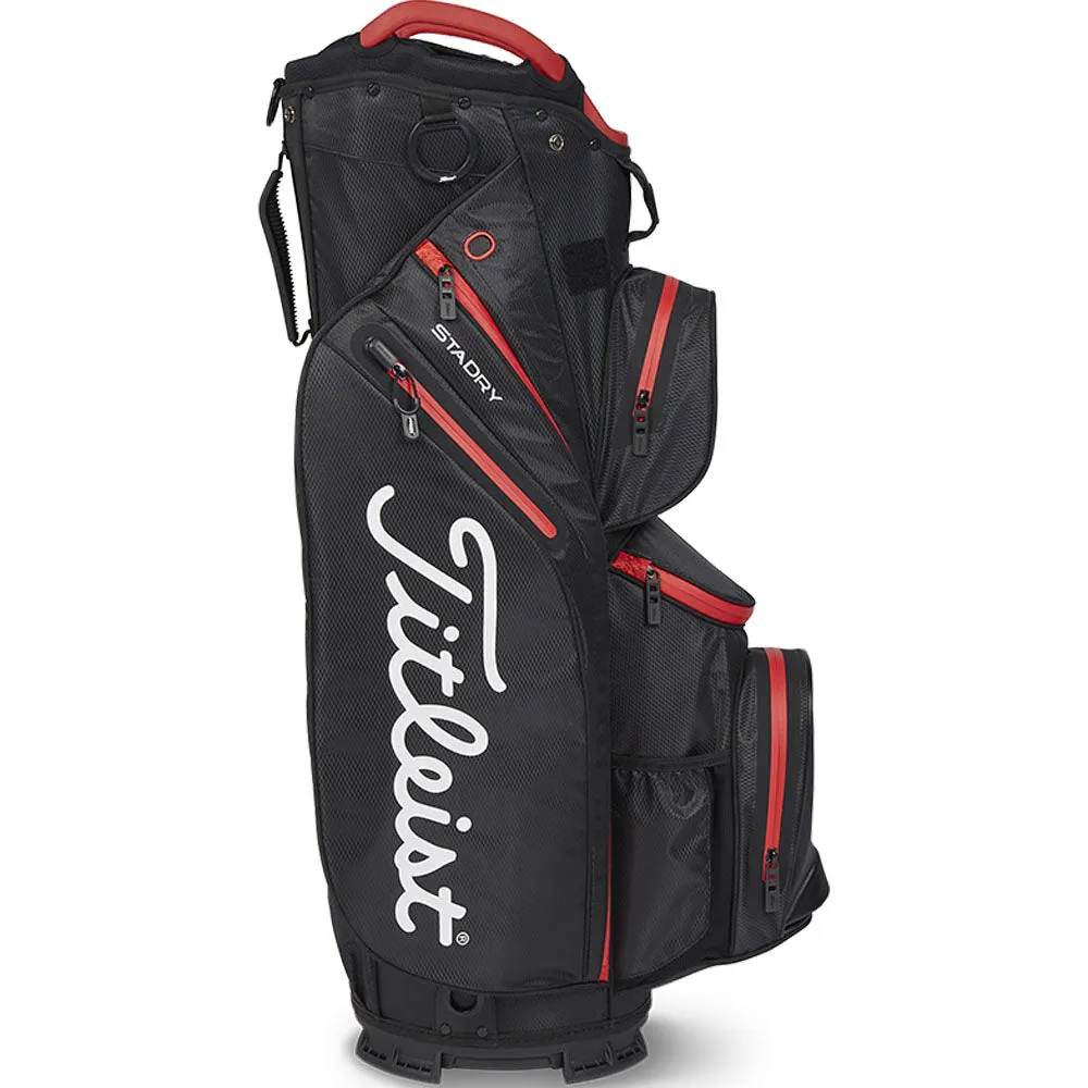 Titleist Cart 14 StaDry Waterproof Cart Bag- Black/Black/Red, Golf balls for distance