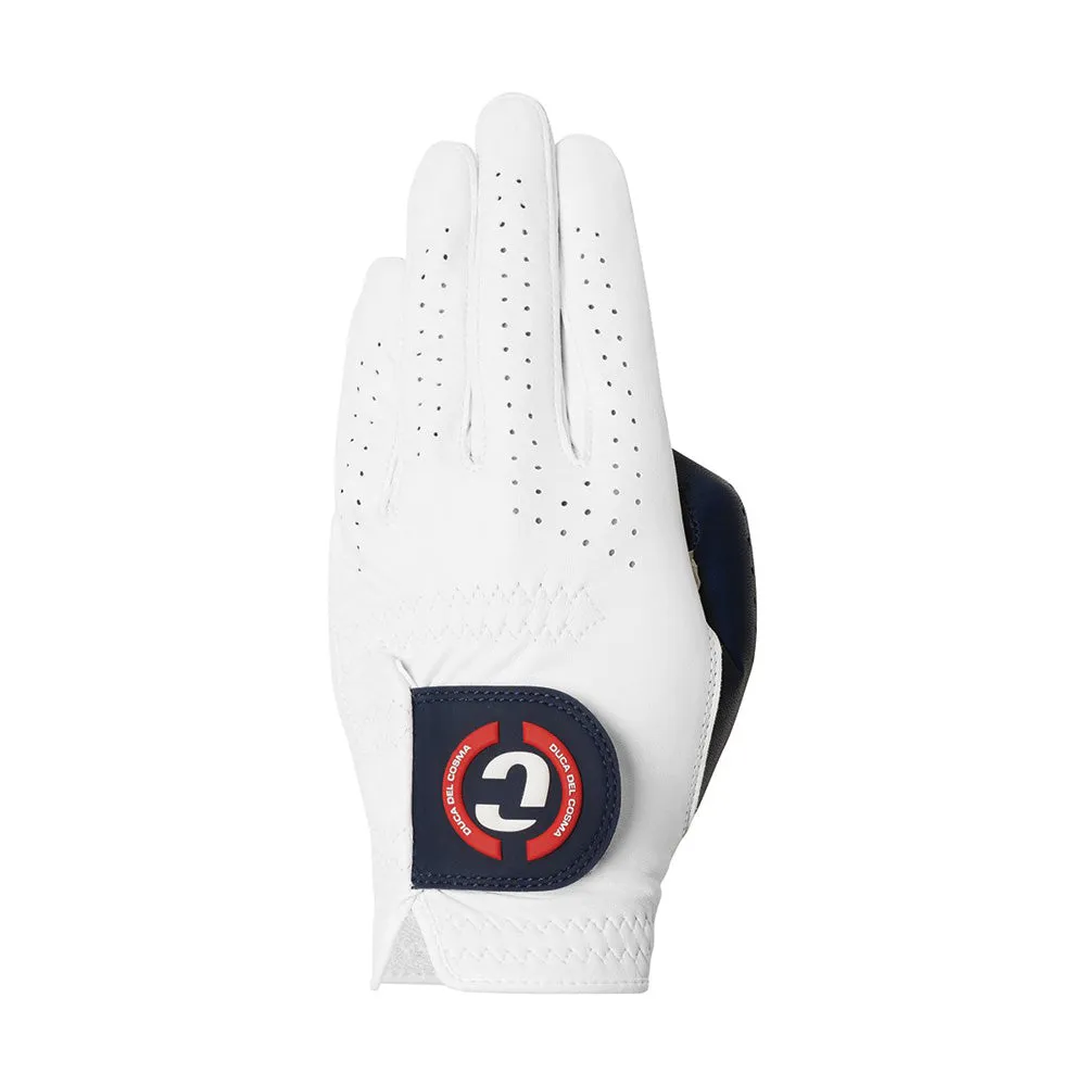 Duca Del Cosma Elite Pro Sentosa Cabretta Leather Golf Glove - White/Navy, Spikeless golf shoes