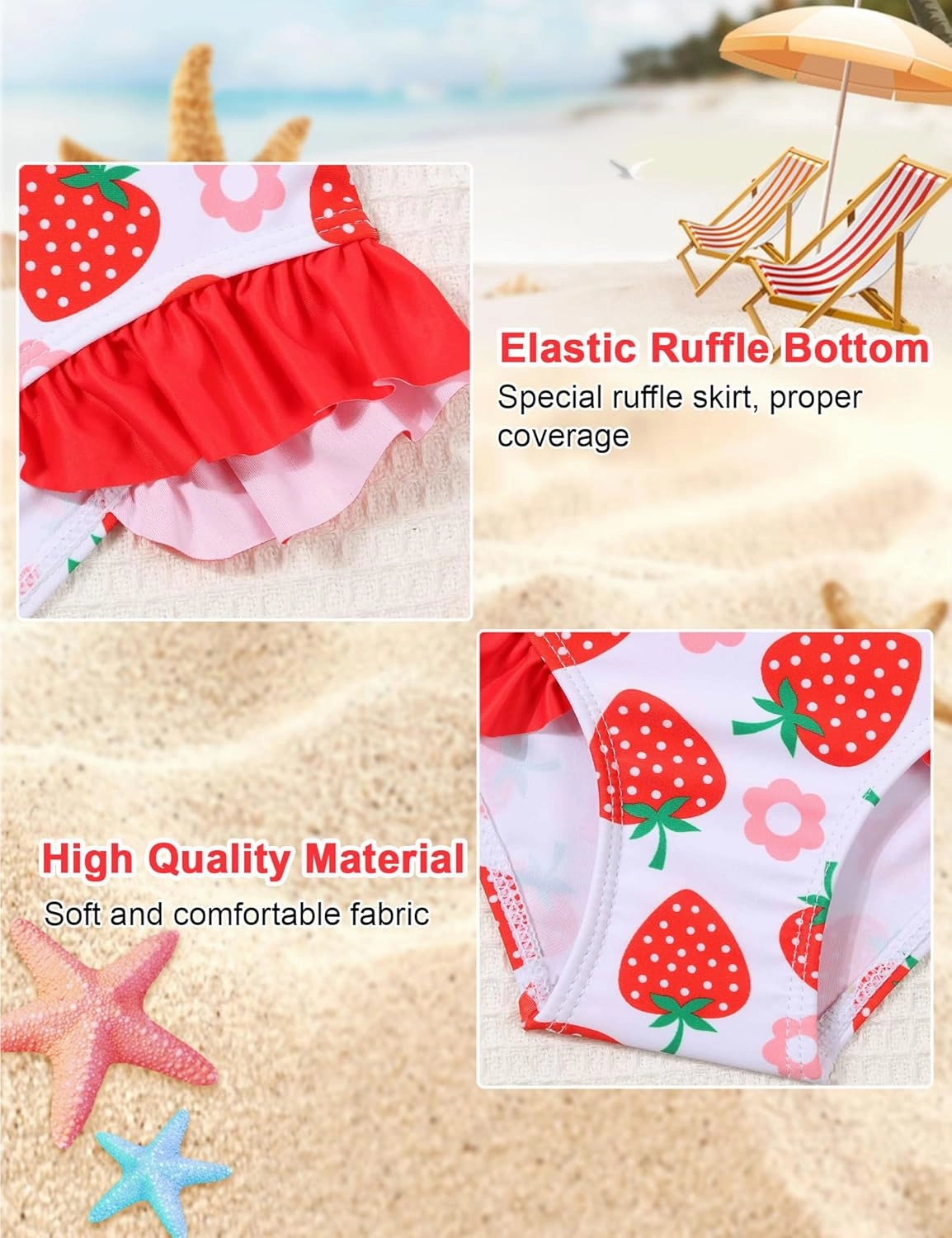 Little Girls Swimsuit Rash Guard Set Toddler Girl Long Sleeve Two Piece Bathing Suit with Ruffle Bikini Bottoms Swimwear