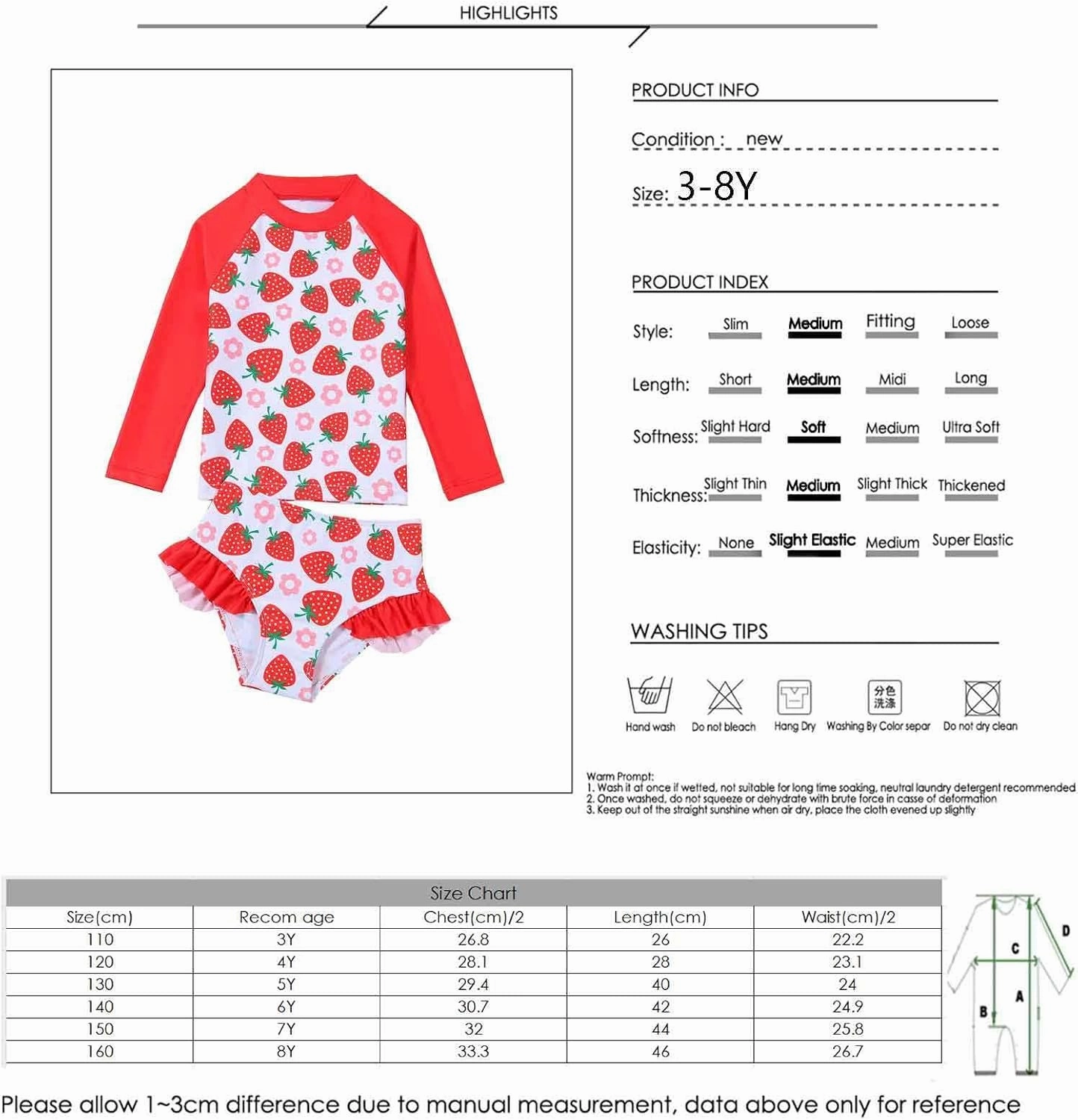 Little Girls Swimsuit Rash Guard Set Toddler Girl Long Sleeve Two Piece Bathing Suit with Ruffle Bikini Bottoms Swimwear