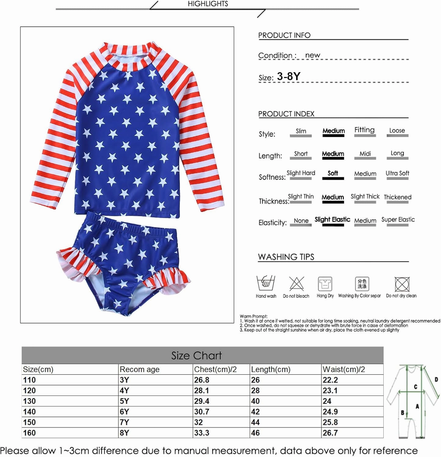 Little Girls Swimsuit Rash Guard Set Toddler Girl Long Sleeve Two Piece Bathing Suit with Ruffle Bikini Bottoms Swimwear