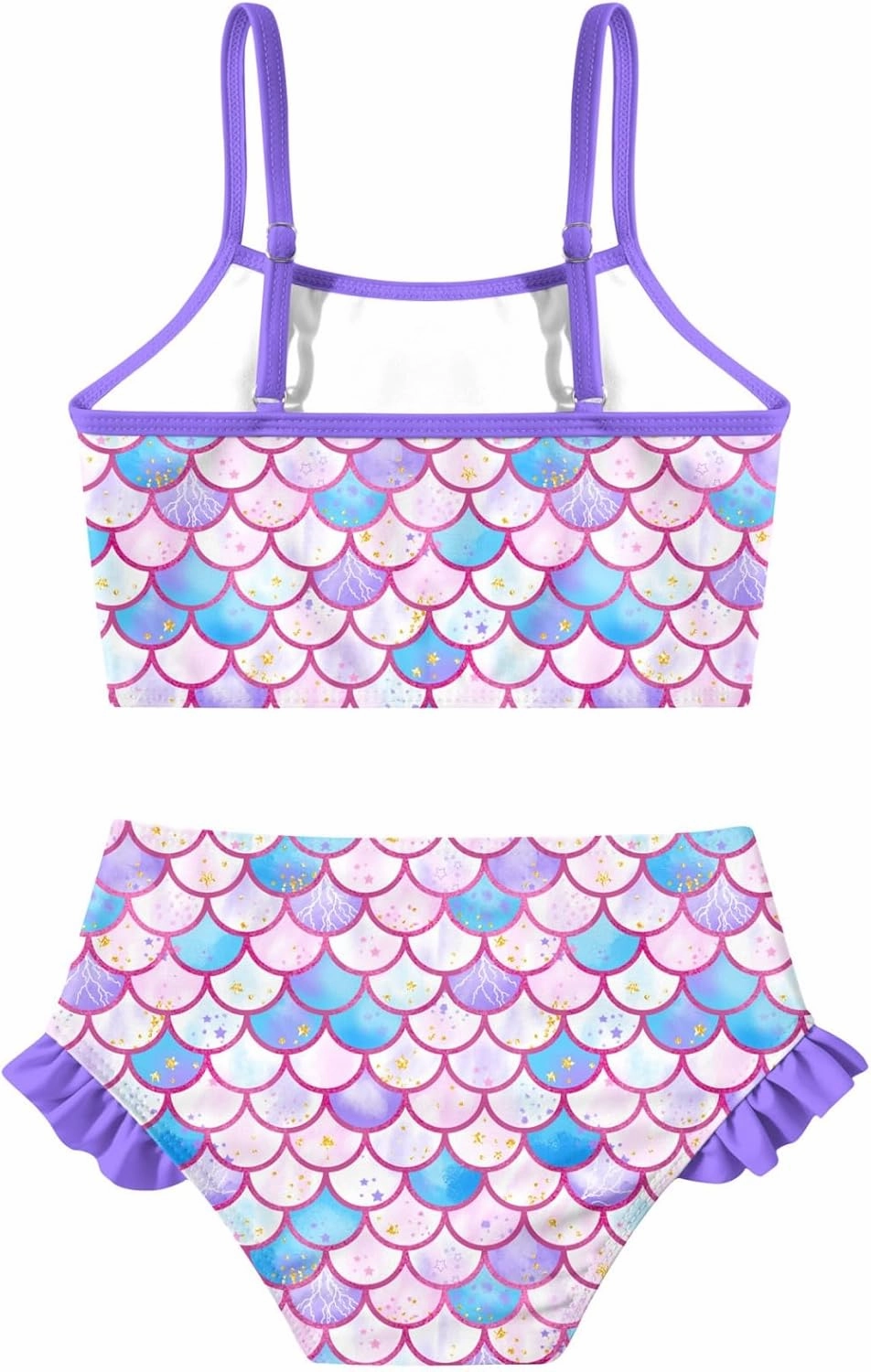 Little Girls Two Piece Mermaid Bikini Set Ruffle Adjustable Summer Beach Bathing Swimsuit 3-7 Years for Kids