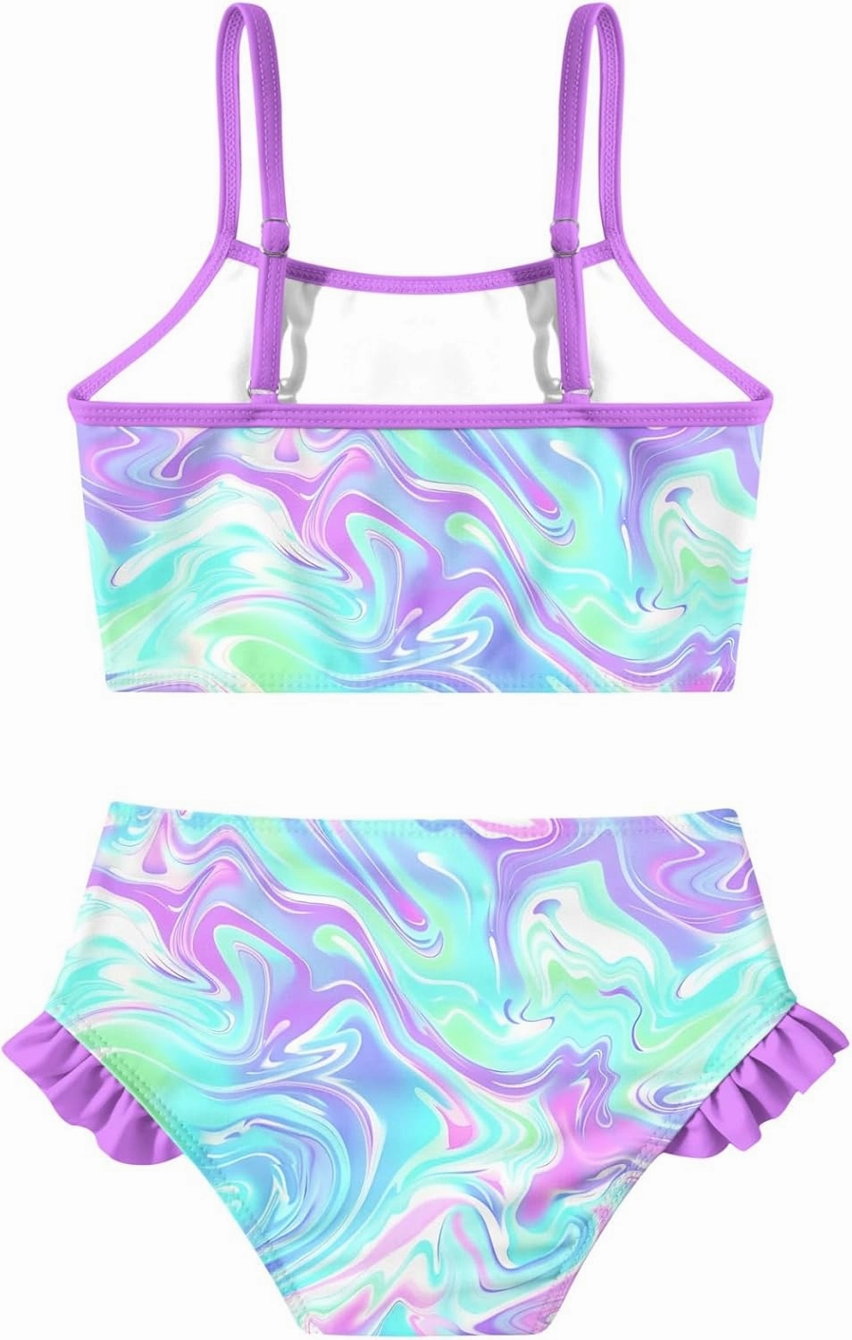 Little Girls Two Piece Mermaid Bikini Set Ruffle Adjustable Summer Beach Bathing Swimsuit 3-7 Years for Kids