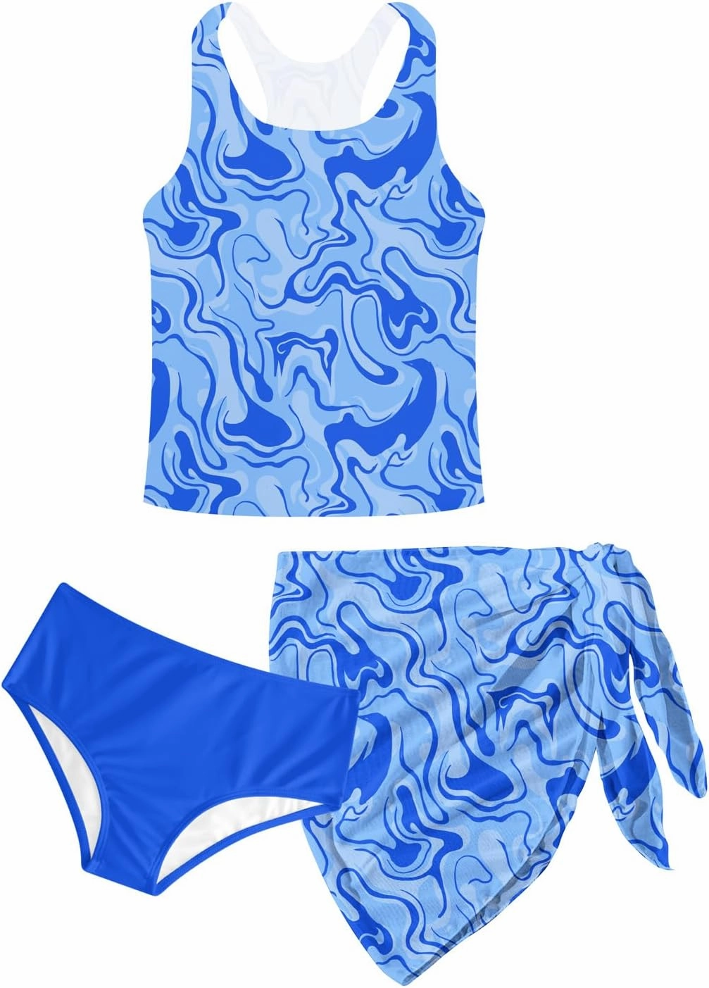 Lovekider 6-12 Years Girls 3 Piece Bathing Suit Quick Dry Swimsuit Tankini Set with Cover Up UPF 50  Swimwear