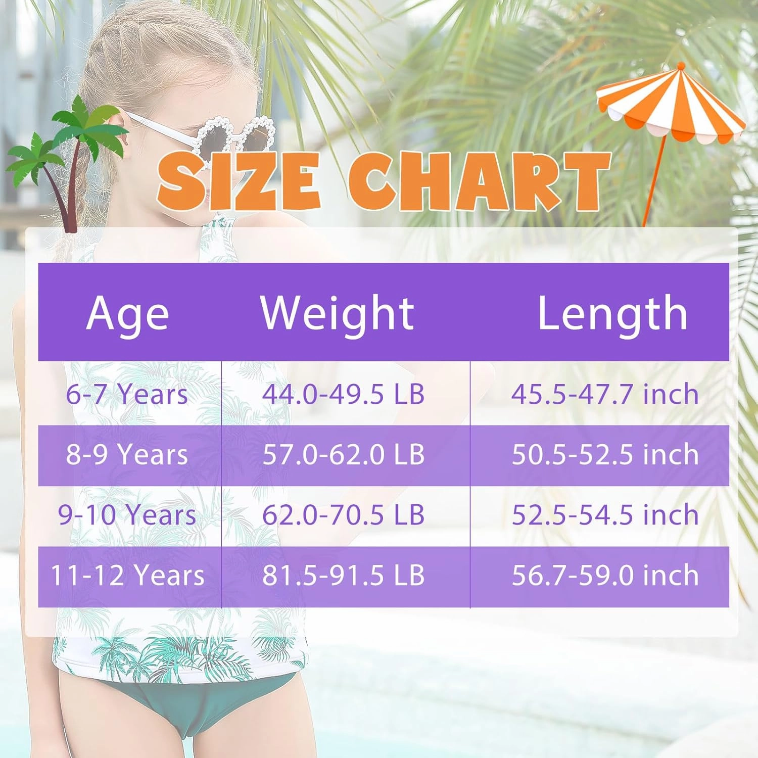 Lovekider 6-12 Years Girls 3 Piece Bathing Suit Quick Dry Swimsuit Tankini Set with Cover Up UPF 50  Swimwear