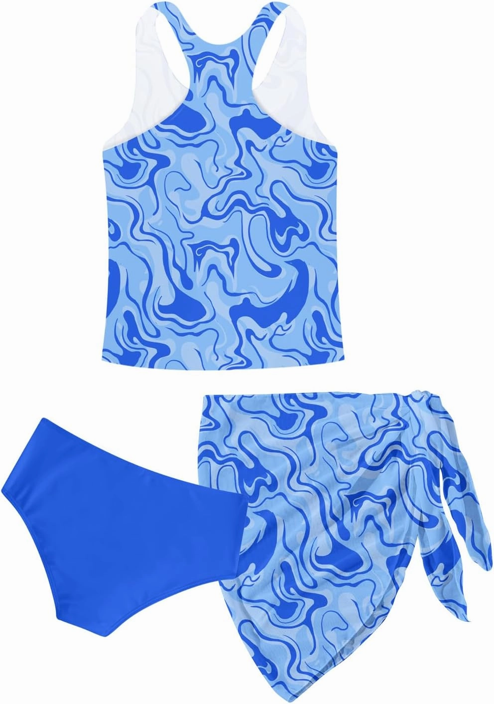 Lovekider 6-12 Years Girls 3 Piece Bathing Suit Quick Dry Swimsuit Tankini Set with Cover Up UPF 50  Swimwear