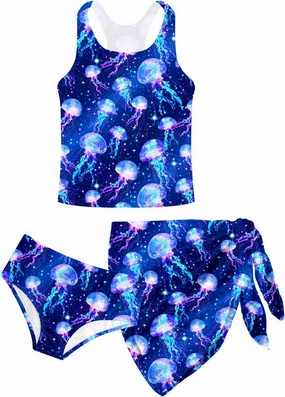 Lovekider 6-12 Years Girls 3 Piece Bathing Suit Quick Dry Swimsuit Tankini Set with Cover Up UPF 50  Swimwear