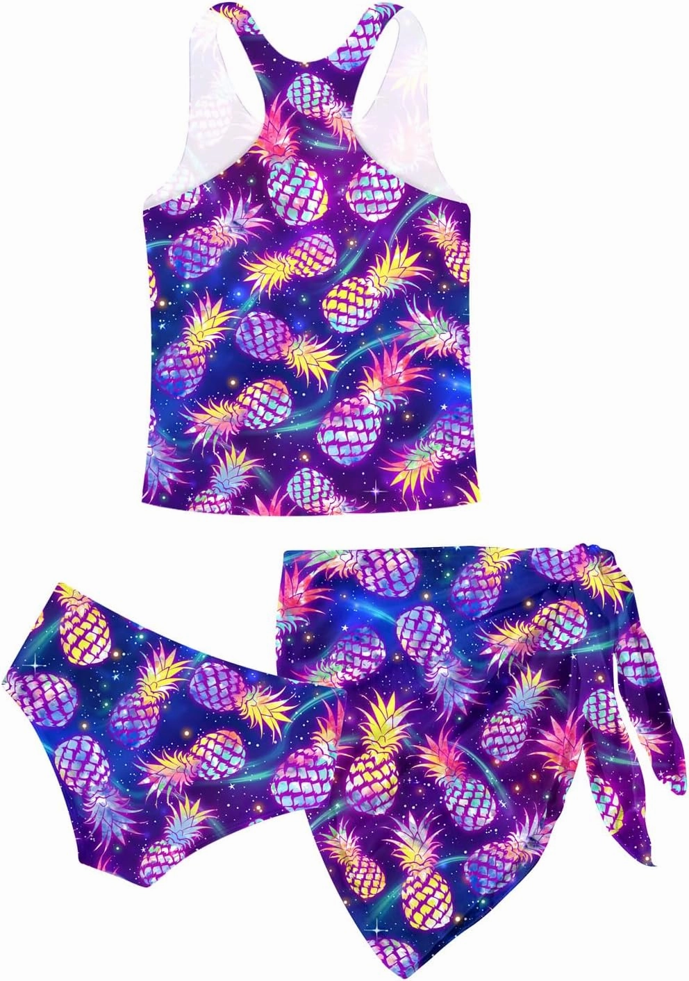 Lovekider 6-12 Years Girls 3 Piece Bathing Suit Quick Dry Swimsuit Tankini Set with Cover Up UPF 50  Swimwear