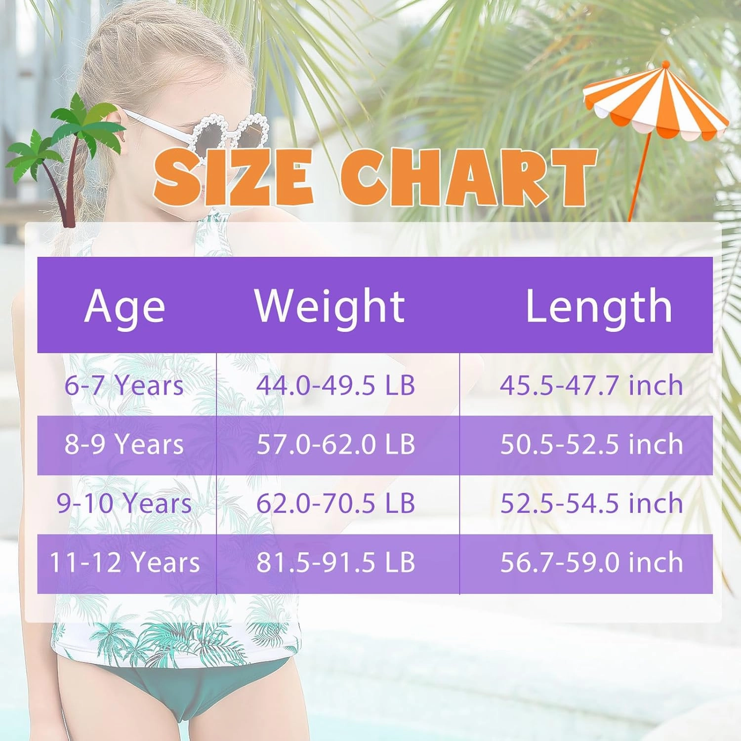 Lovekider 6-12 Years Girls 3 Piece Bathing Suit Quick Dry Swimsuit Tankini Set with Cover Up UPF 50  Swimwear