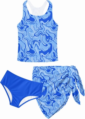 Lovekider 6-12 Years Girls 3 Piece Bathing Suit Quick Dry Swimsuit Tankini Set with Cover Up UPF 50  Swimwear