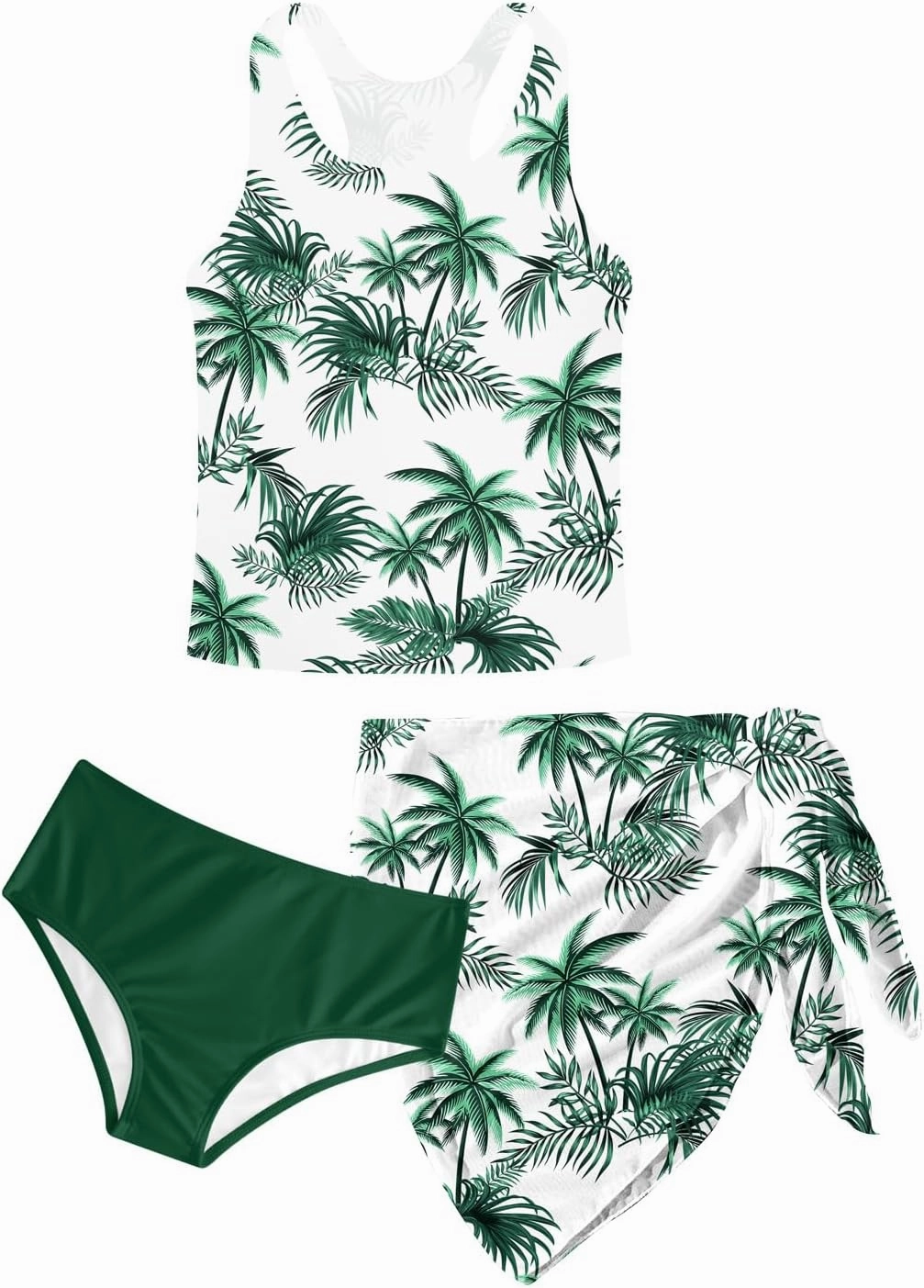 Lovekider 6-12 Years Girls 3 Piece Bathing Suit Quick Dry Swimsuit Tankini Set with Cover Up UPF 50  Swimwear