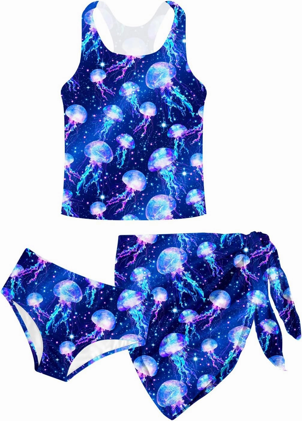 Lovekider 6-12 Years Girls 3 Piece Bathing Suit Quick Dry Swimsuit Tankini Set with Cover Up UPF 50  Swimwear