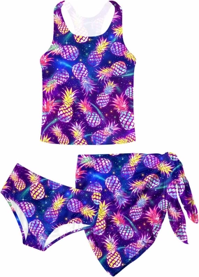 Lovekider 6-12 Years Girls 3 Piece Bathing Suit Quick Dry Swimsuit Tankini Set with Cover Up UPF 50  Swimwear