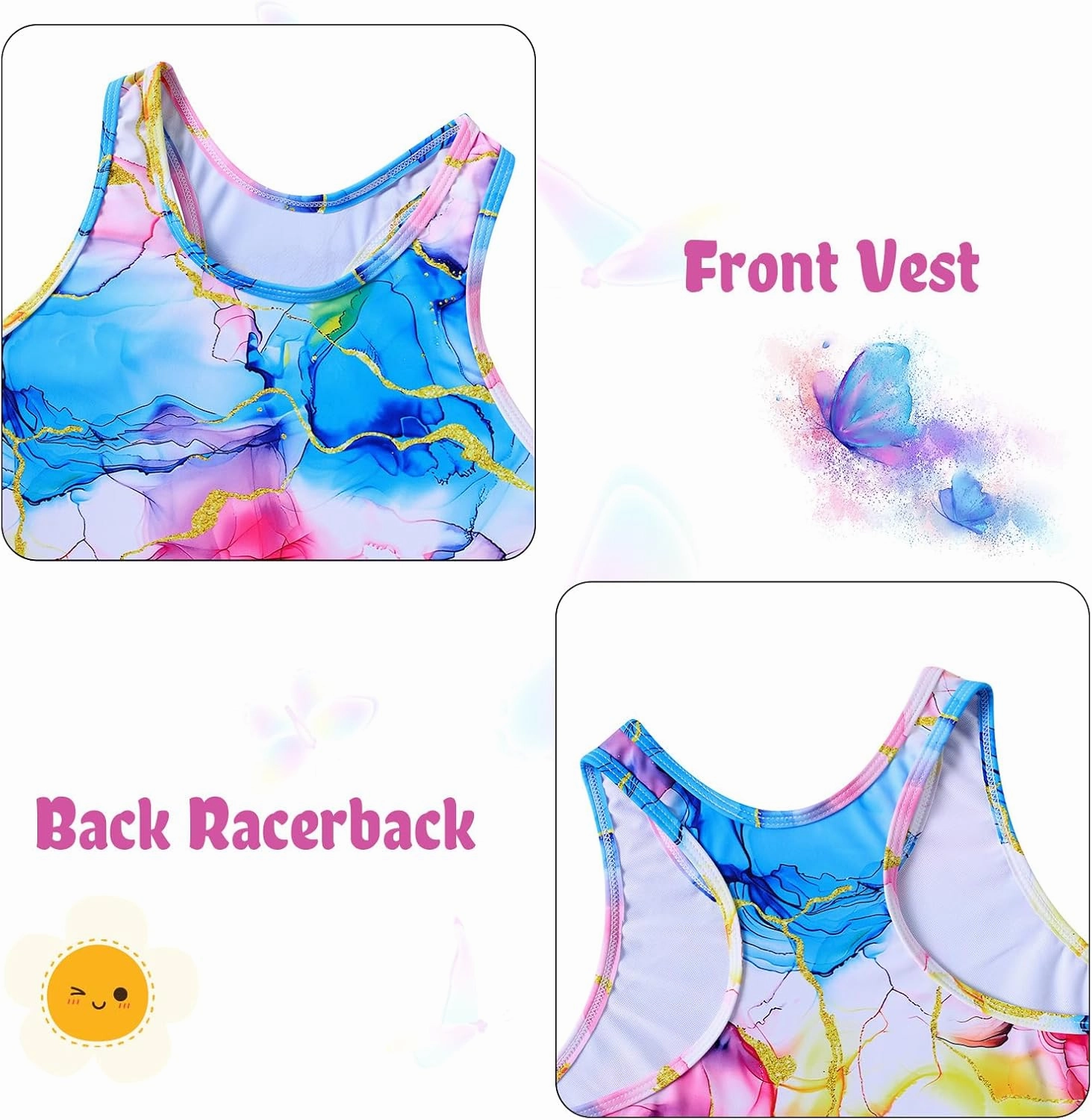Lovekider 6-12 Years Girls 3 Piece Bathing Suit Quick Dry Swimsuit Tankini Set with Cover Up UPF 50  Swimwear
