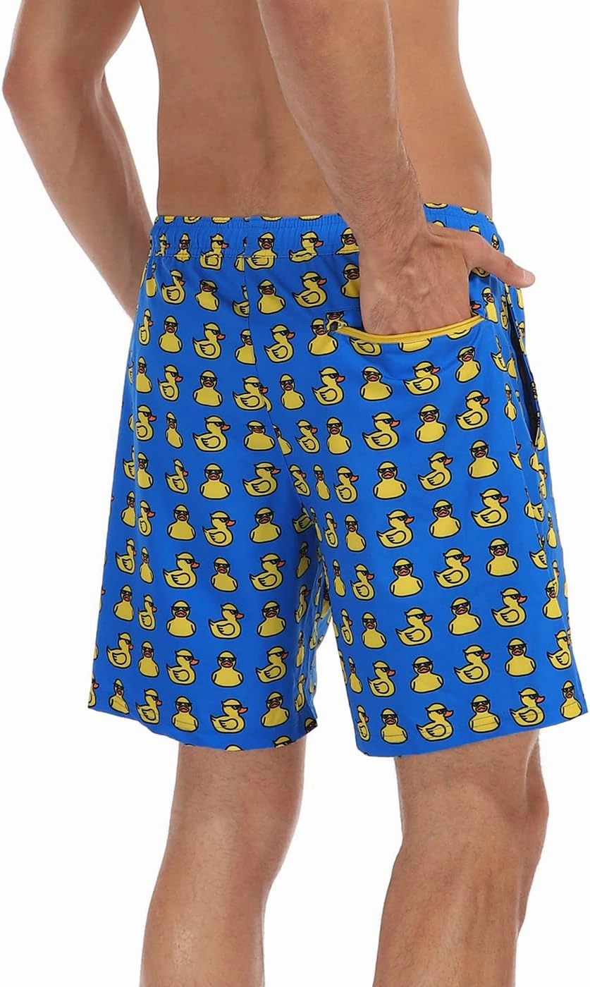 LRD Mens Swim Trunks with Compression Liner 7 inch Inseam Quick Dry Swim Shorts